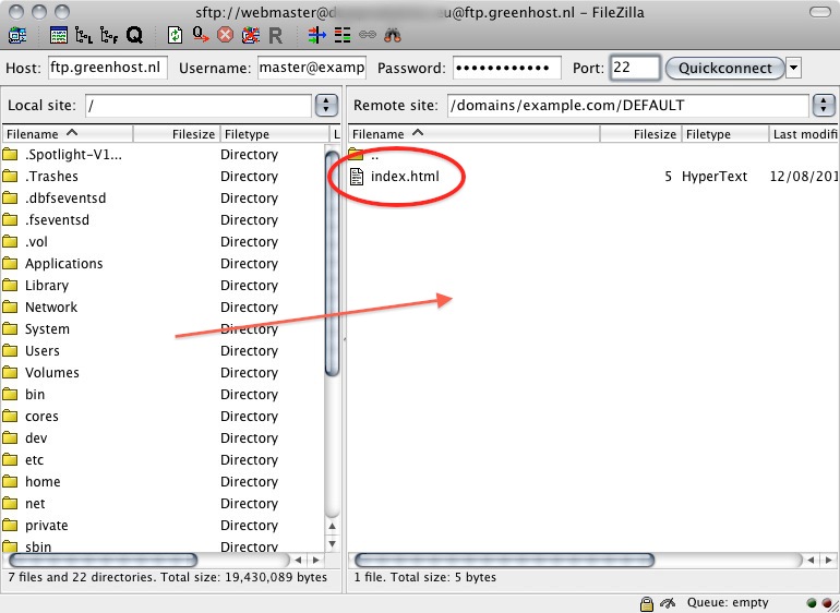 Filezilla\_scherm\_4 FileZilla screen 4