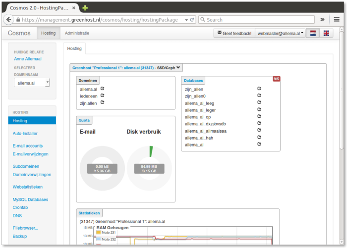 Greenhost net Hosting Overview closer