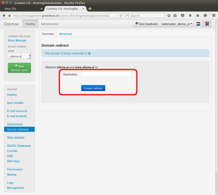 redirecting a domain