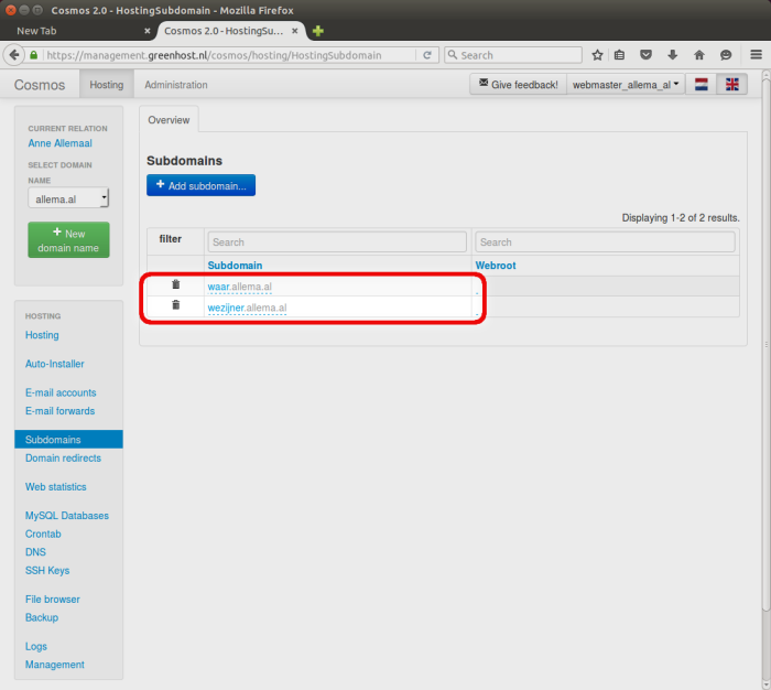 subdomains