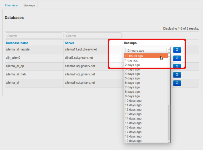 Backups-database drop